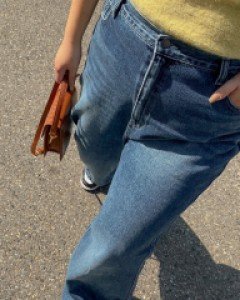 [Daily Pants] Del Rocker Back Banding Semi Flared Denim Pants