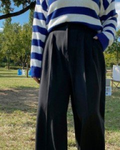 [EVELLET] Juberin Pintuck Back Banding Span Slacks