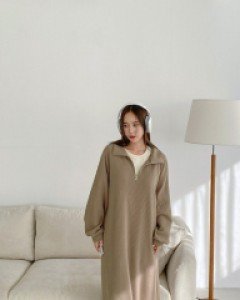 Sakuna Half Zip Up Ribbed Long Dress
