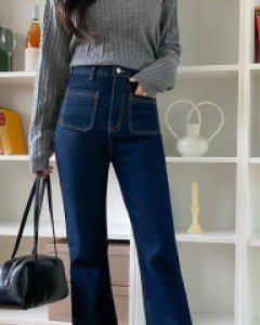 [Daily Pants] Remote fleece Pocket Flared Denim Pants