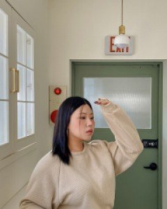 [EVELLET] Bateon nagrang Ribbed fleece Sweatshirt