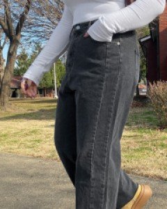 [Daily pants] Koels fleece incision wide denim pants