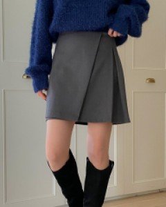 Forella Peach brushed back banding wrap skirt