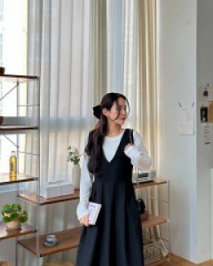 Hellinmi Pleats Suspender Long Dress