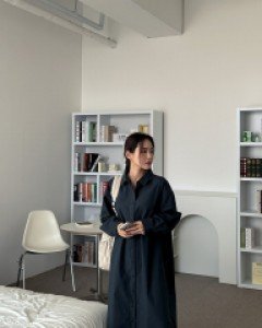 [EVELLET]Moali Cotton Shirt Long Dress