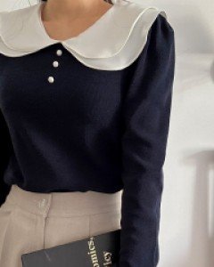[EVELLET] Behaki ruffle collar tee blouse