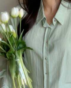 [EVELLET] Front Nylon Crop Shirt