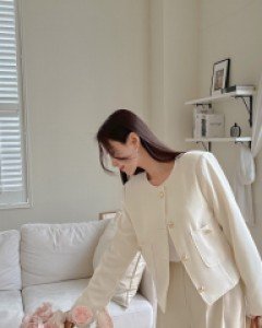 [EVELLET] Heysel No collar Tweed Jacket