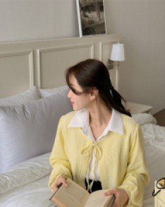 Messiven bowknot Crop Cardigan