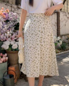 [EVELLET] Bellique wrap Flower Long Skirt