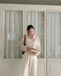 [EVELLET] Benimu back banding wide pants