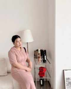 [EVELLET] FORS Hood Slim Long Dress