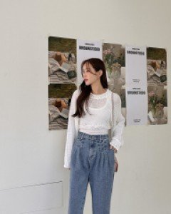 [EVELLET] Edinme Pintuck Denim Baggy Pants
