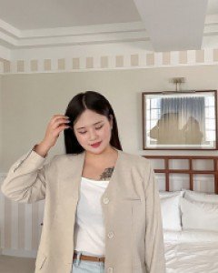 Beth No collar linen jacket
