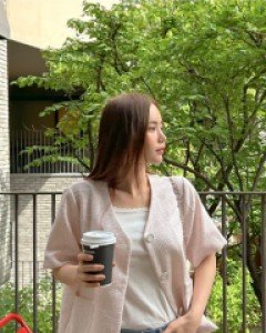 Dnemin No collar tweed jacket