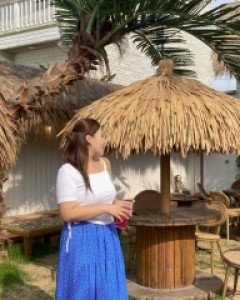 [EVELLET] High Ron Flower Shirring Long Skirt