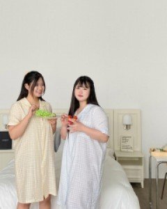 Chediyan Rayon Plaid Check Pajamas Dress