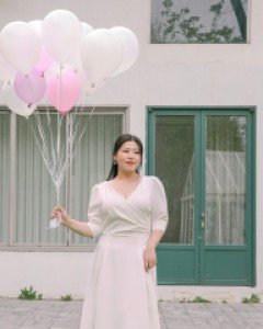 [EVELLET] Beauty V Neck Puff Long Dress