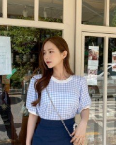 Pinid Plaid Check Tee Blouse