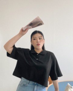 [EVELLET] Boridi Collar Crop T-shirt