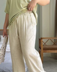 Yewas Linen Semi-Wide Waistband Pants