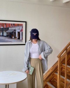 [EVELLET] Rose D Pintuck Back Band Wide Slacks