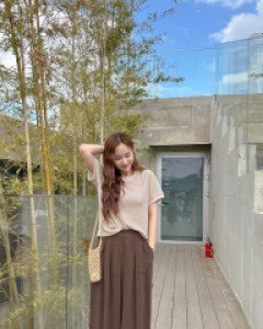 Kedua Back Banding Linen Wide Pants