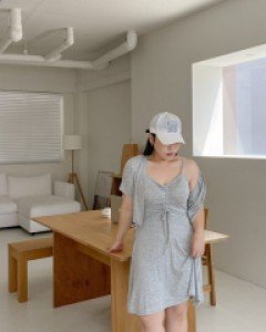 [EVELLET] Ruhinen Rayon Cardigan Dress SET