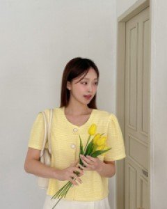 [EVELLET] Lilzbin No collar Puff Cardigan