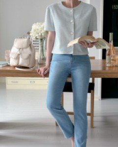 Gahuni Hidden Banding Slim Straight Cool Denim Pants