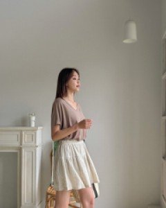 TIP Linen Shorts Waistband Culottes Pants