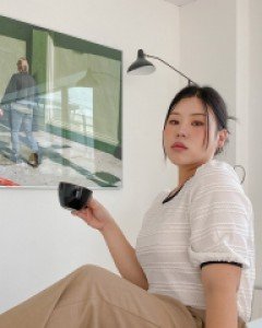[EVELLET] Haniel Contrast Tee Blouse