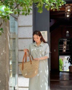 [EVELLET] Kumonen Cotton Long Dress Belt SET