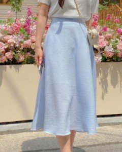 Diuchi Back Banding Flare Long Skirt