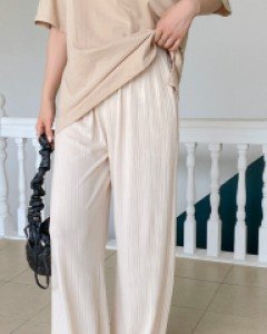 Nanradi Ribbed Bucket Waistband Pants