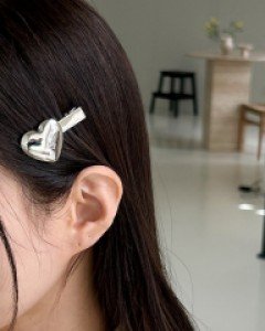 New Mimi heart silver hairpin