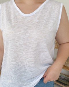 Terry V-Neck Linen Sleeveless