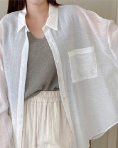 Humbch Summer See-through look Collar Shirt