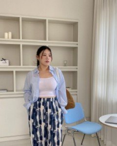 [EVELLET] Lakaden string wide Waistband Pants