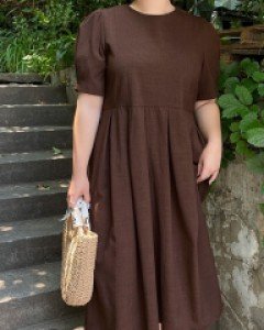 Mukichen Puff Wrinkles Long Dress