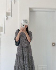 [EVELLET] Letish Patterns Tiered Long Dress