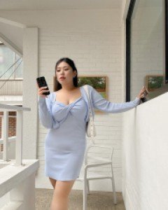 Oneden twisted sleeveless dress Cardigan SET