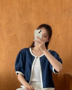 [EVELLET] Rimeel Linen Puff Cardigan