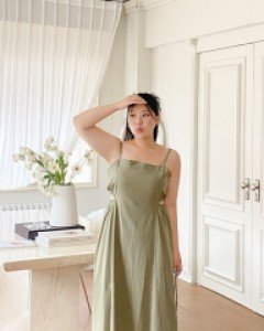 Meniron Split Bustier Long Dress