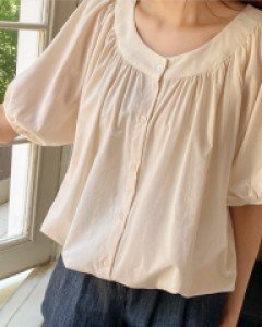 Naend bowknot Puff Blouse