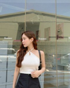 Loenji Ribbed Halter neck Sleeveless