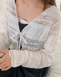 Reshiha Lace bowknot Cardigan