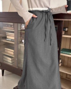 KOEV Waistband Split Long Skirt