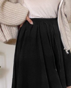 [EVELLET] Omedu Wide 4.Pedal pushers Waistband Pants