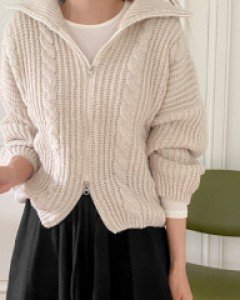 Suede Hachi Knit Zip up